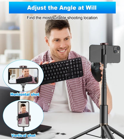 TONEOF 67" Cell Phone Selfie Stick Tripod Smartphone Stand All-in-1