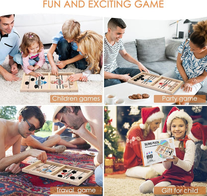 Fast Sling Puck Table Board Game I Wooden Family Indoor Two Player, Table Games 
