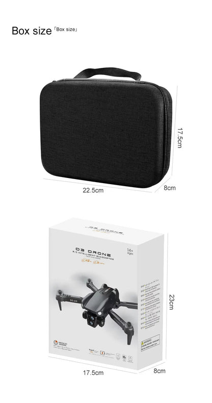 D3 RC Drone WIFI FPV 4K HD 3 Cameras Obstacle Avoidance Optical Flow Quadcopter