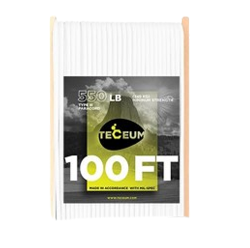 Teceum Type III Paracord 550 LB 100 Feet - White