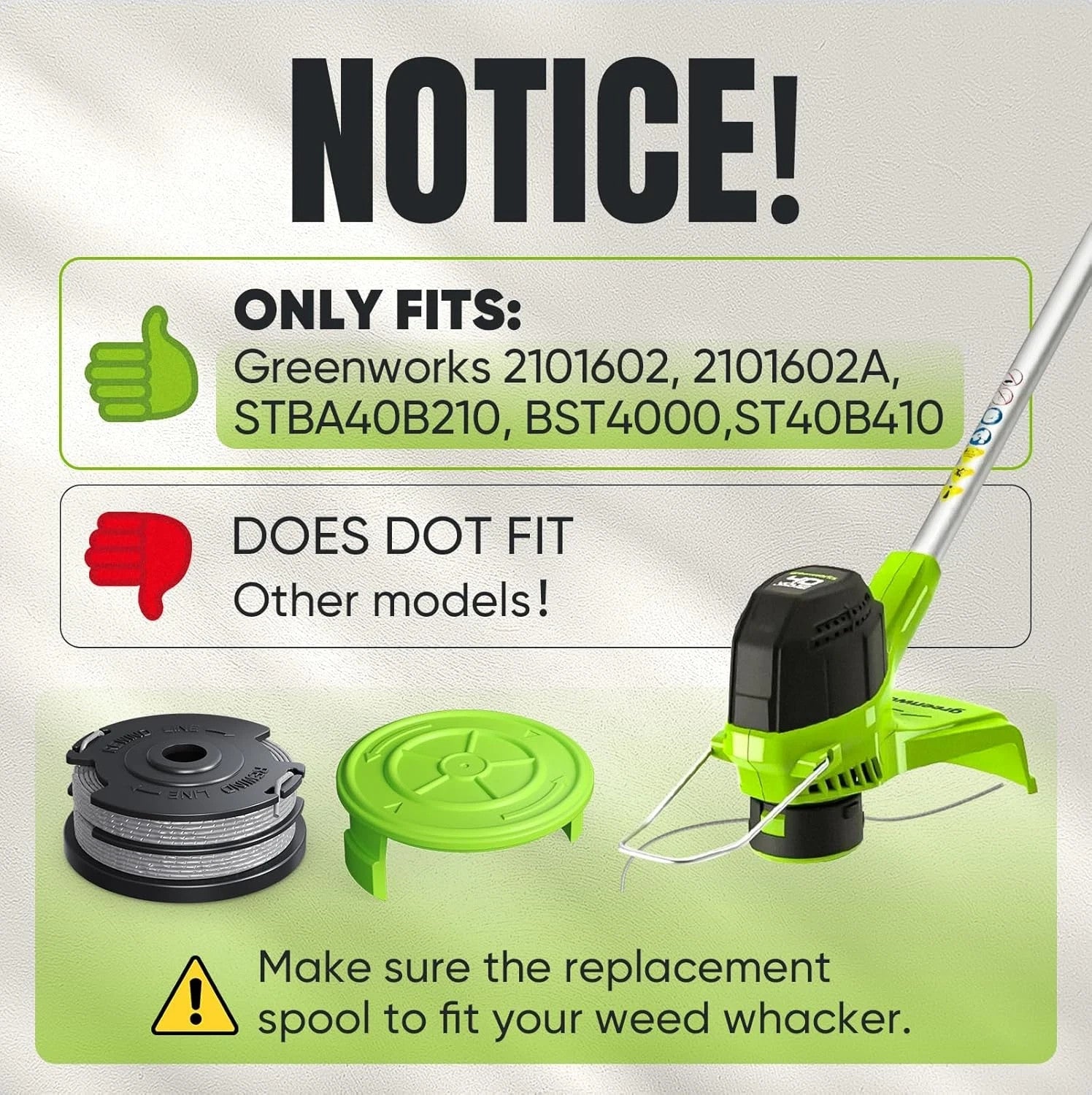 14 Pack Weed Wacker String for Greenworks Weed Eater, 0.065" 18Ft Dual String