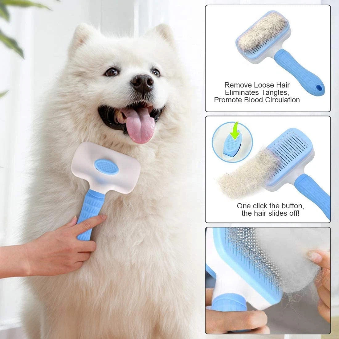 Atlamia Self Cleaning Slicker Brush for Cat or Dog, Shedding or Grooming