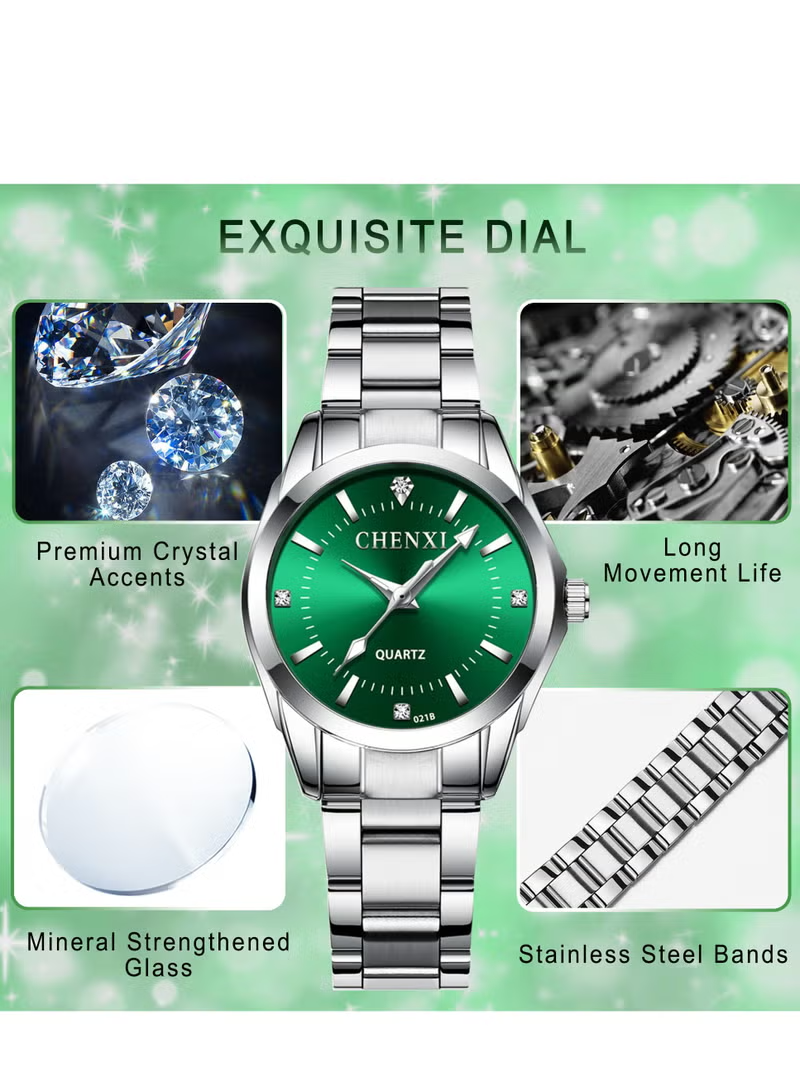 CHENXI Women's Luxury Quartz Wristwatch – Silver & Green