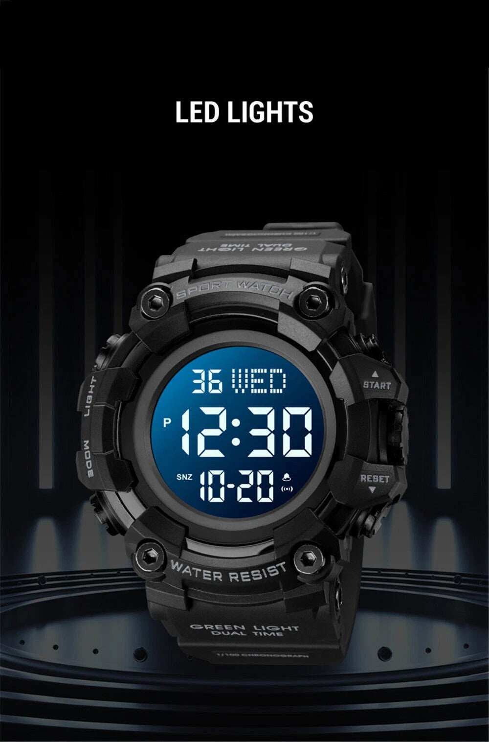 SKMEI Sport Watches Men Fashion Outdoor Military Wristwatch LED Digital Black