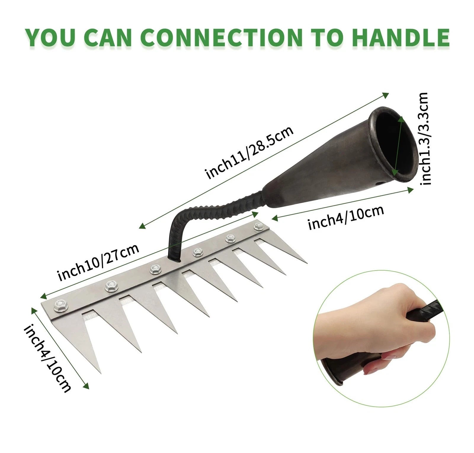 Iron Weeding Rake Heavy Duty 8 Teeth Hand Tool for Gardening Weeding