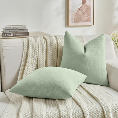 FUTEI Sage Green Decorative Throw Pillow Covers 26x26 Inch Set of 2, Soft Cozy