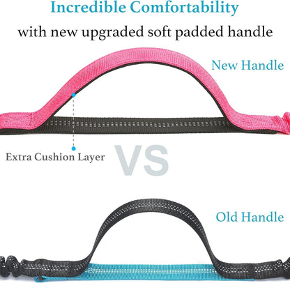 Pink Medium/Large Retractable Hands-Free Dog Leash for 25-150lbs Dual Handle