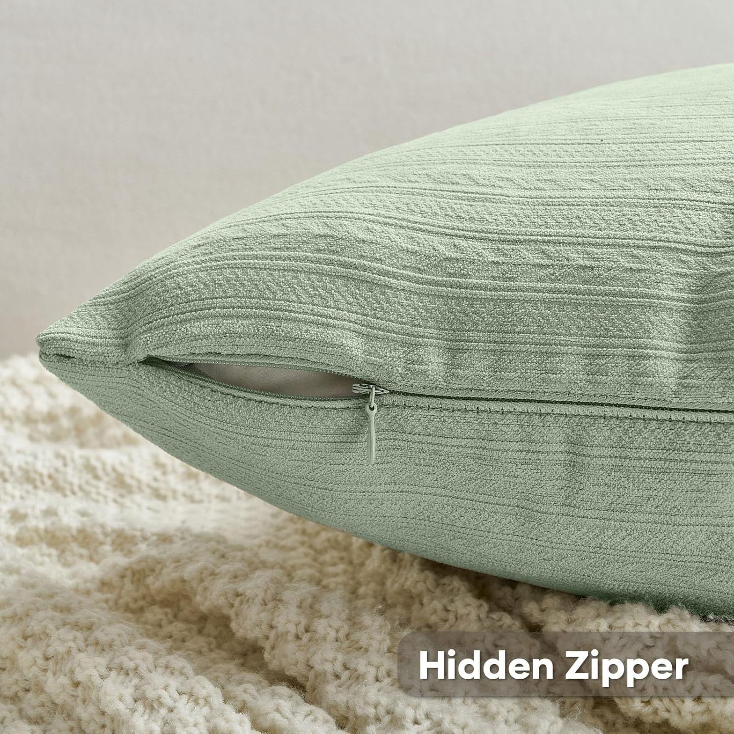 FUTEI Sage Green Decorative Throw Pillow Covers 26x26 Inch Set of 2, Soft Cozy