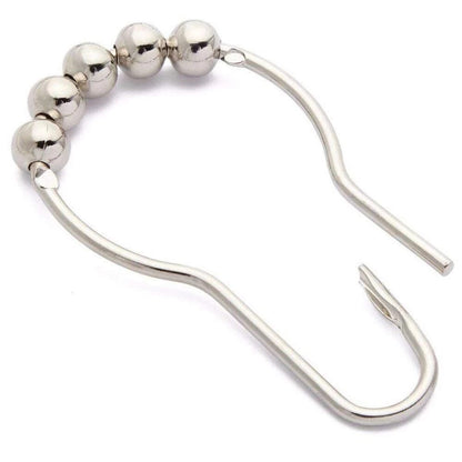 12 Pcs Set Stainless Steel Bathroom Shower Curtain Rings Hooks with Roller Ball