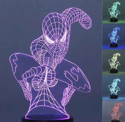 Brand New 3D LED Spiderman Bedroom Room Lamp 7 Colors Desk Lamp Touch