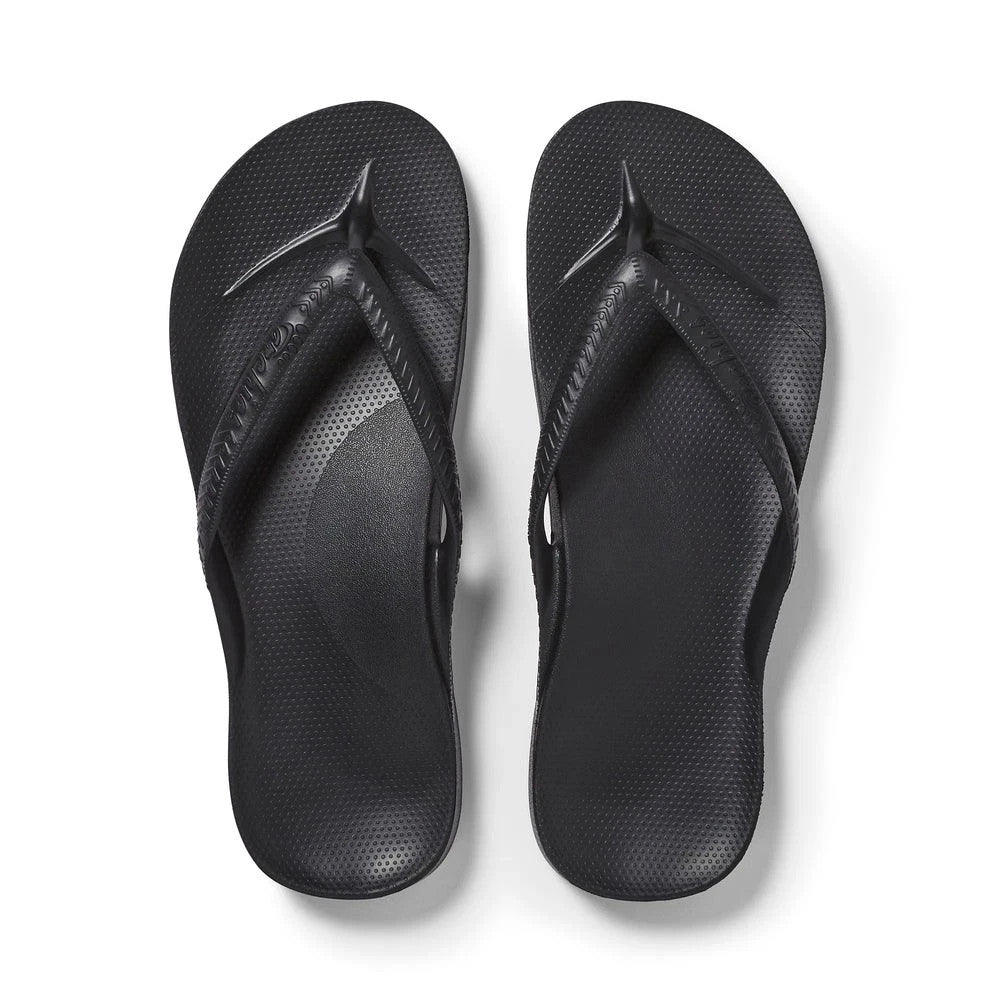 Archies Unisex Arch Support Flip Flops Black Men's 6 / Women's 7