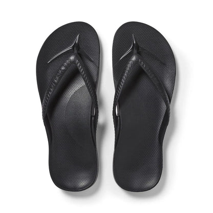 Archies Unisex Arch Support Flip Flops Black Men's 6 / Women's 7