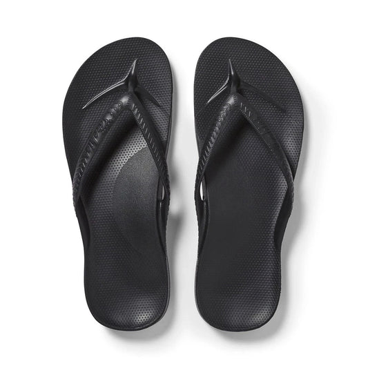 Archies Unisex Arch Support Flip Flops Black Men's 6 / Women's 7