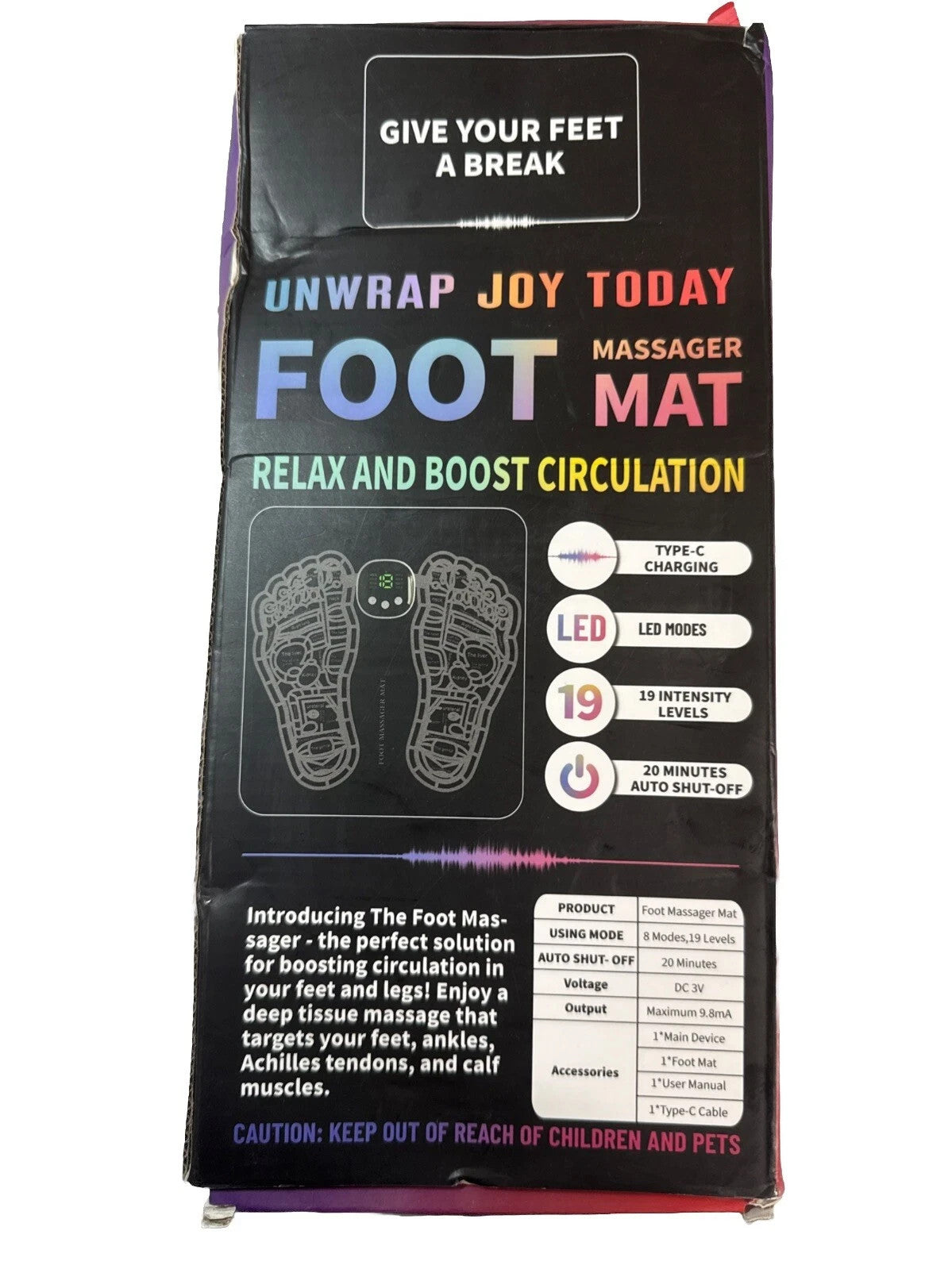 NewFoot Massager Mat Relax Boost Circulation 19 Levels Electric Stimulation