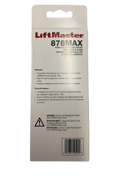 LiftMaster 878MAX Garage Door Keypad Wireless and Keyless Entry System