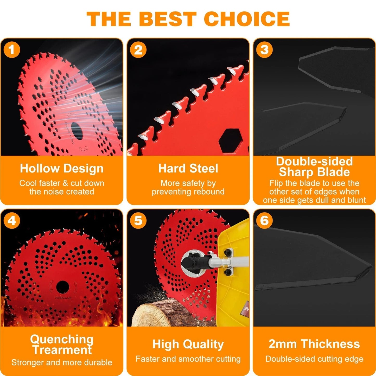 9" x 36 Teeth Weed Eater Blades and 3 Teeth Brush Cutter Blade with Adapter