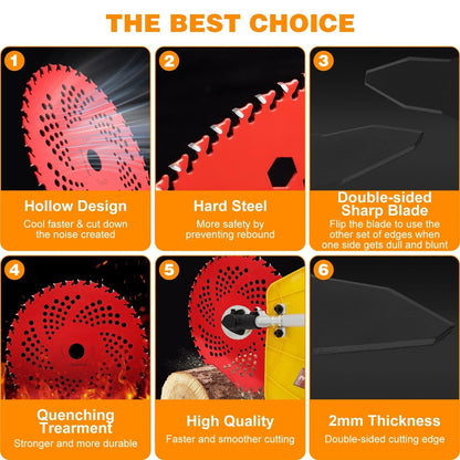 9" x 36 Teeth Weed Eater Blades and 3 Teeth Brush Cutter Blade with Adapter