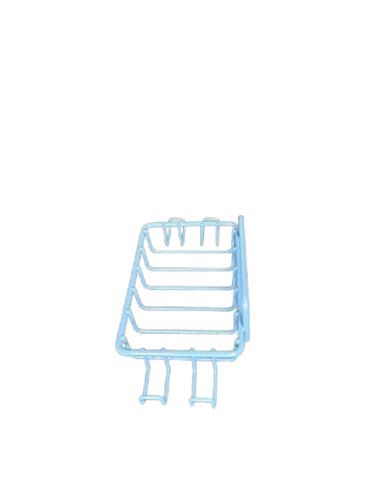 New Blue Metal Soap Bar Holder/Dish with 4 Adhesive Hooks for Bathroom
