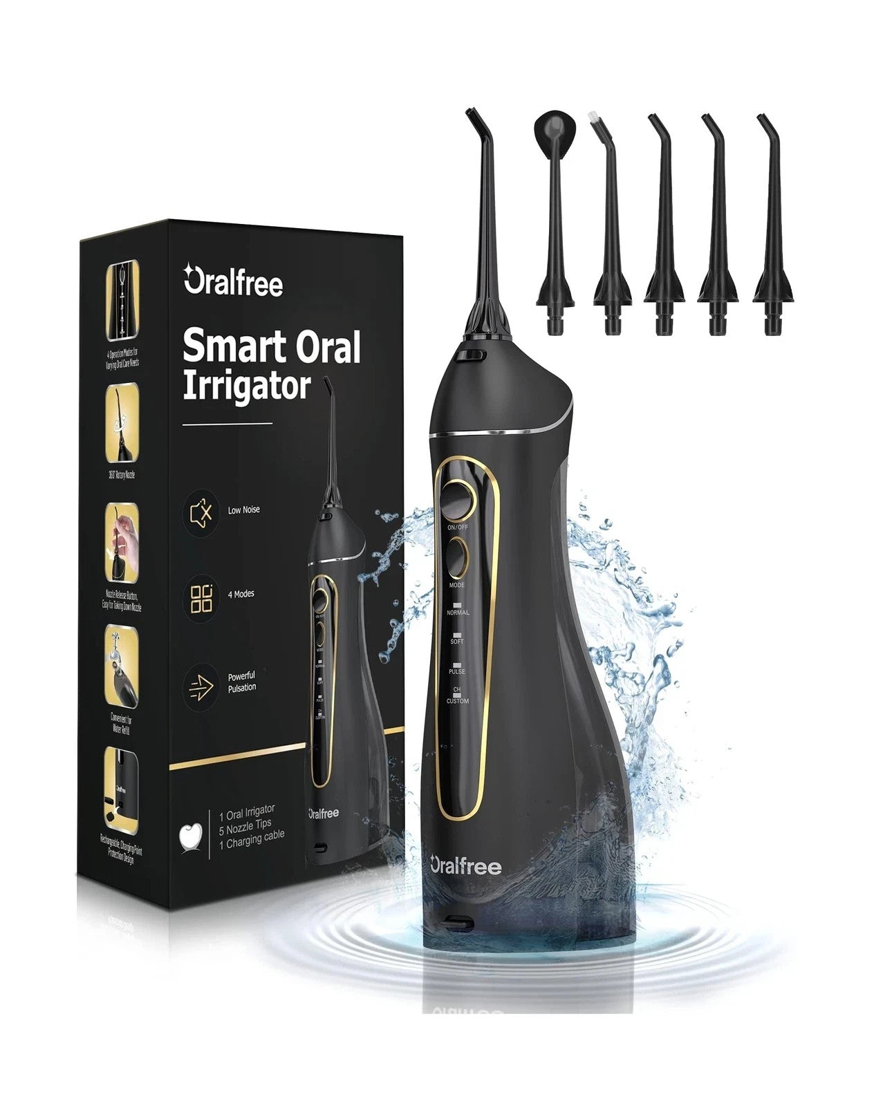 Oralfree Smart Oral Irrigator, Braces, Cordless, Portable, Floss, Water Flosser