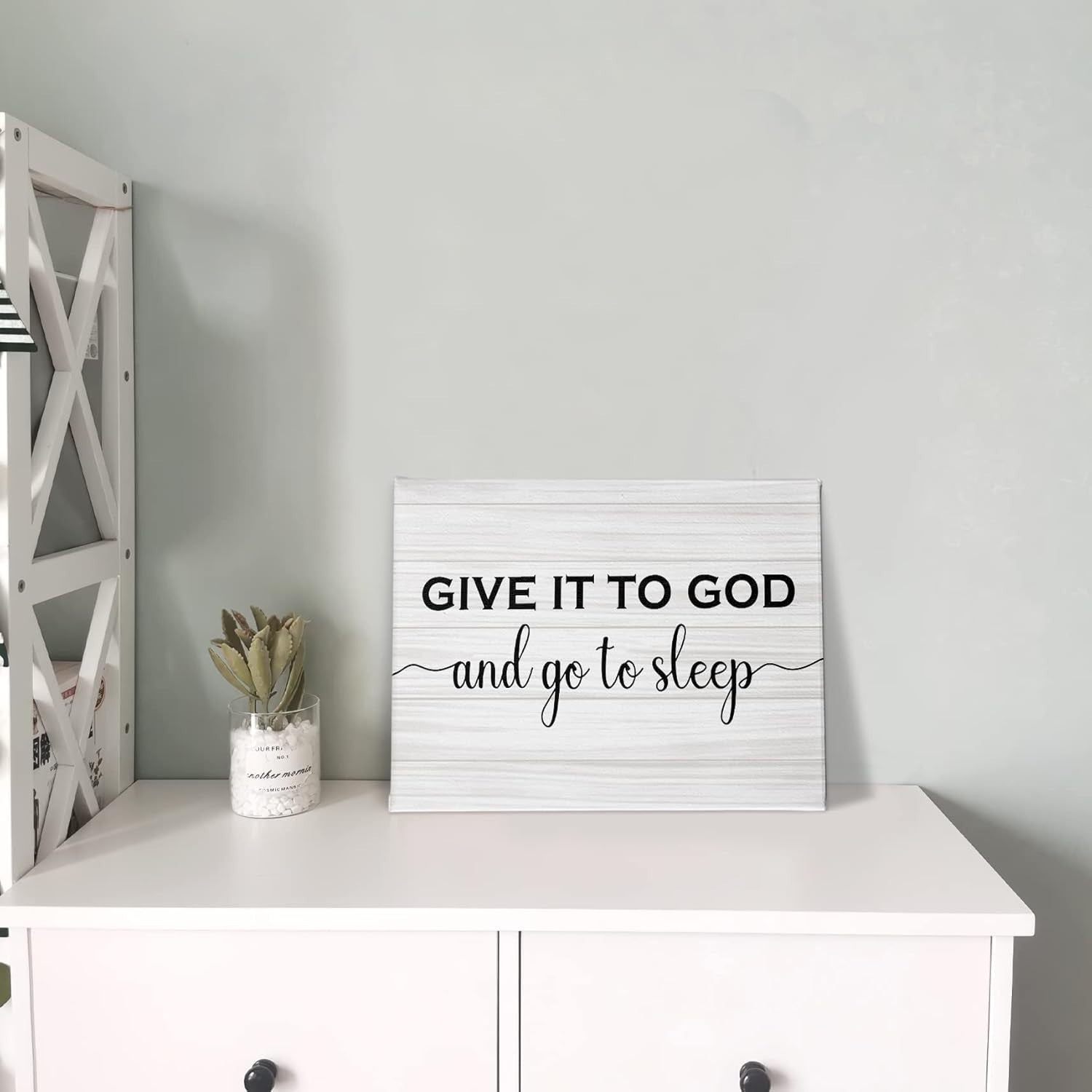 Give it to God and Go to Sleep – Christian Wall Art (14" x 11") by PHAMTE