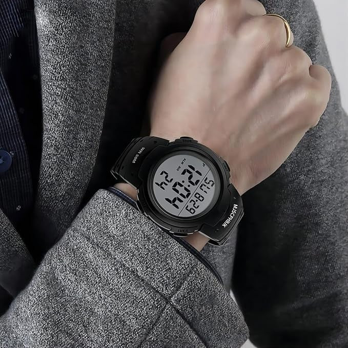 MJSCPHBJK Mens Digital Sports Watch, Waterproof LED Screen Large Face Military