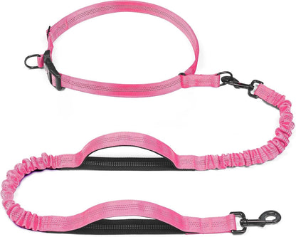 Pink Medium/Large Retractable Hands-Free Dog Leash for 25-150lbs Dual Handle