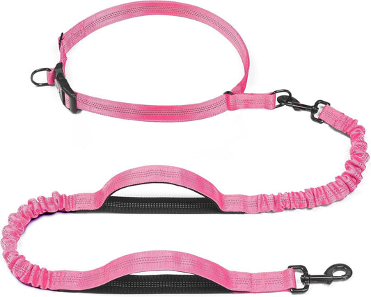 Pink Medium/Large Retractable Hands-Free Dog Leash for 25-150lbs Dual Handle