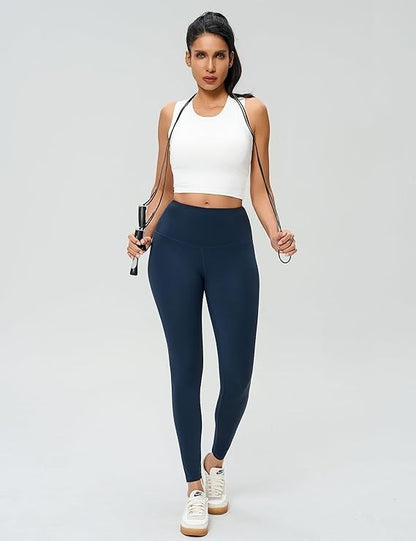 Women's High Neck Crop Top Sleeveless Racer Back Basic Workout Tank Tops - White