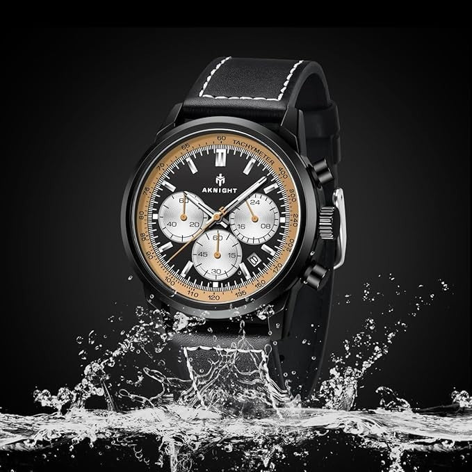 AKNIGHT Watch for Men Chronograph Analog Quartz Wristwatches Black