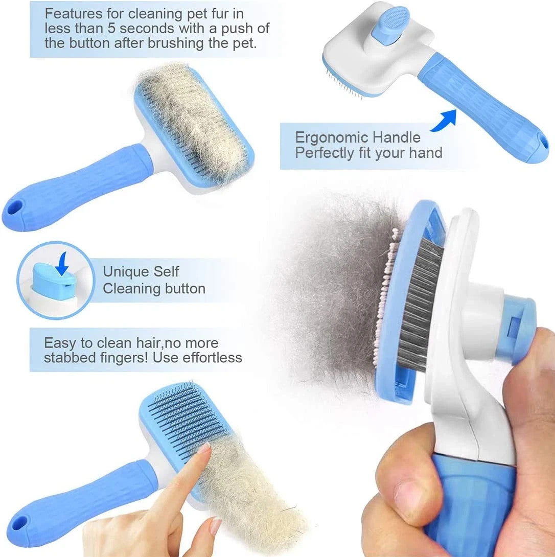 Atlamia Self Cleaning Slicker Brush for Cat or Dog, Shedding or Grooming