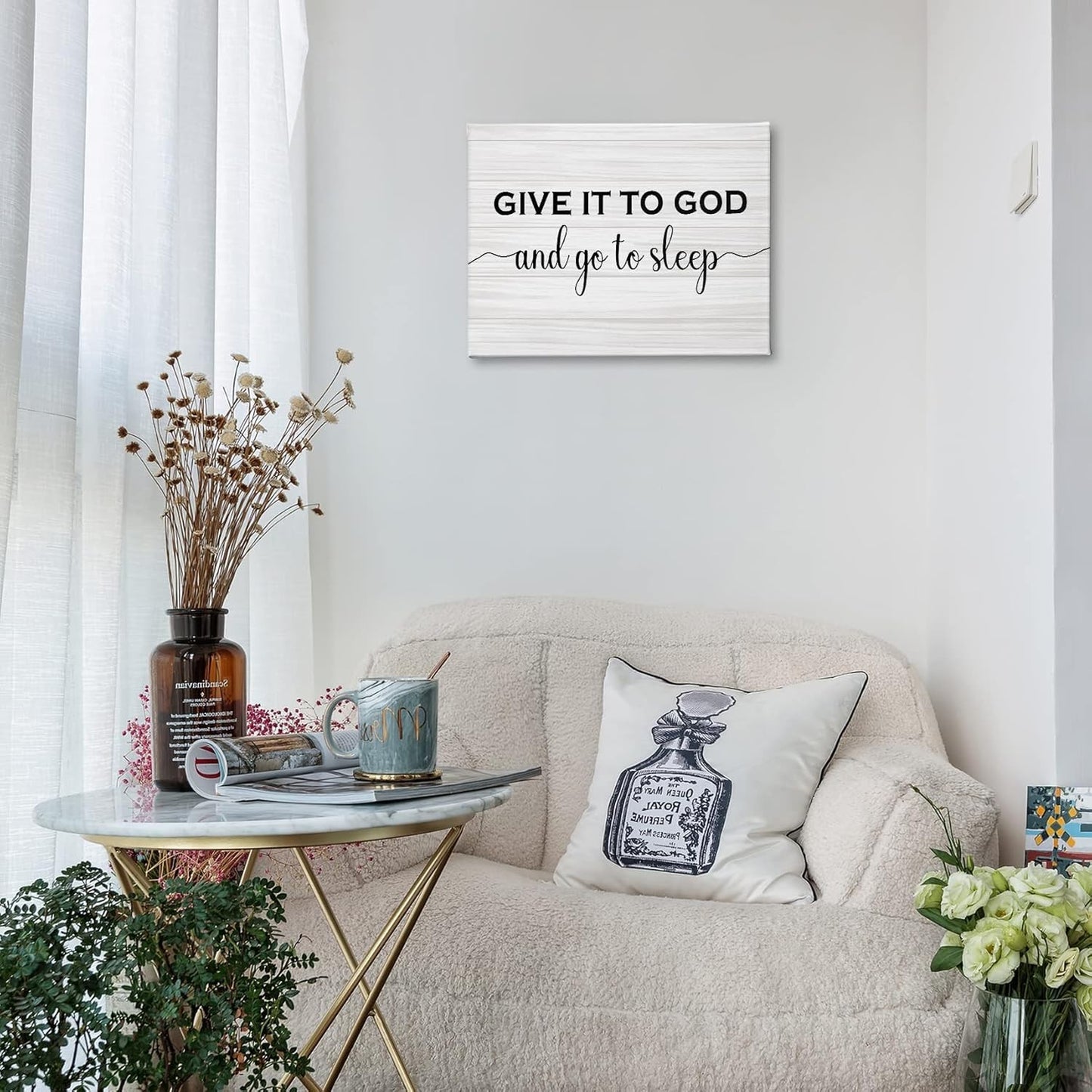 Give it to God and Go to Sleep – Christian Wall Art (14" x 11") by PHAMTE