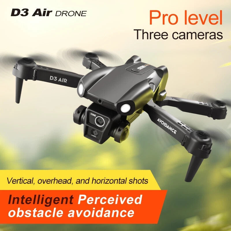 D3 RC Drone WIFI FPV 4K HD 3 Cameras Obstacle Avoidance Optical Flow Quadcopter