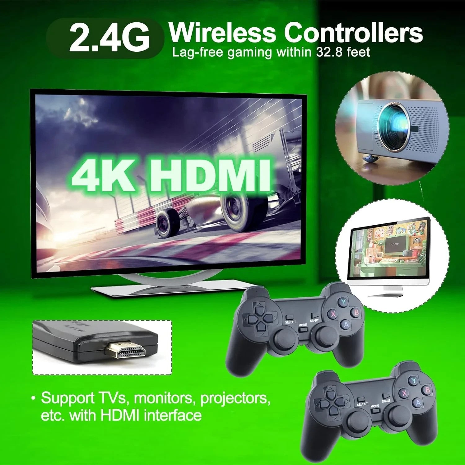 New 2.4G Wireless Controller Gamepad 4K Ultra HD Retro Game Stick