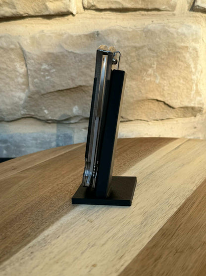 ElitEdge 10A96SL Assist Open Stiletto Stonewash Linerlock Knife Black Handles