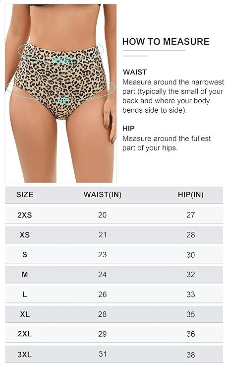 OVRUNS Period Swimwear Leakproof Bikini Brief Bottoms XS, Leopard