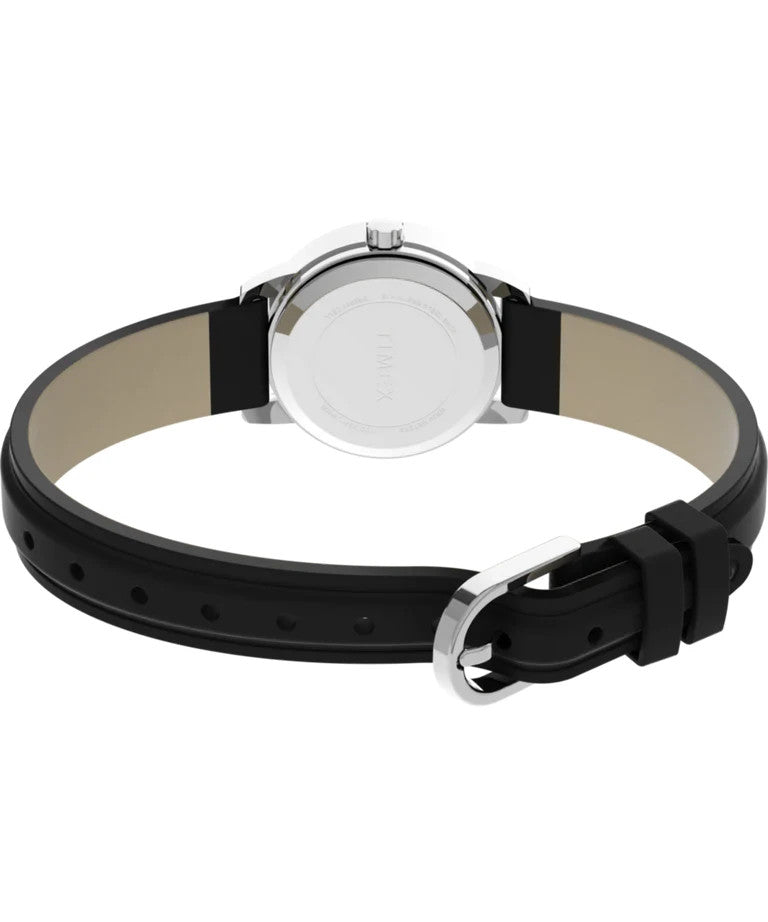 New Timex T2H331 Women's Classic Design Black Leather Watch, Indiglo, Date, 25mm