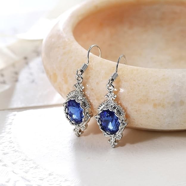 Sparkling Royal Blue Earrings Bohemian Style Alloy
