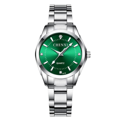 CHENXI Women's Luxury Quartz Wristwatch – Silver & Green