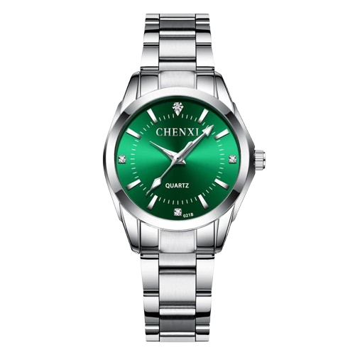 CHENXI Women's Luxury Quartz Wristwatch – Silver & Green