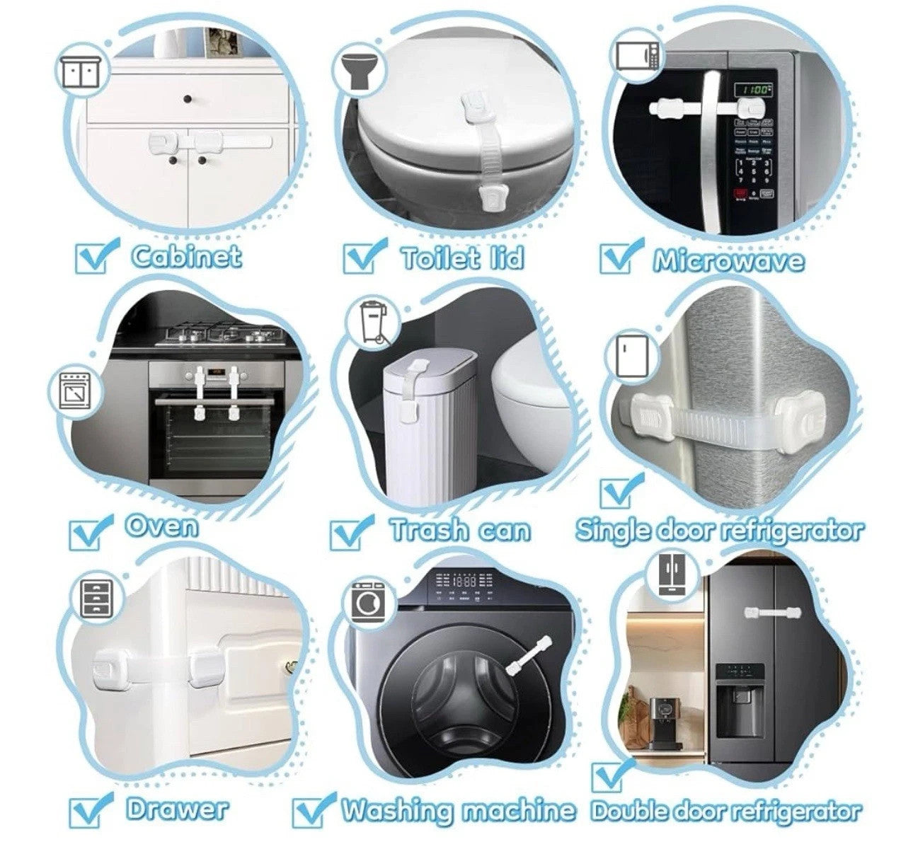 6 Pk  Syican Baby/Child Proofing Locks for Multi-Purpose Usage