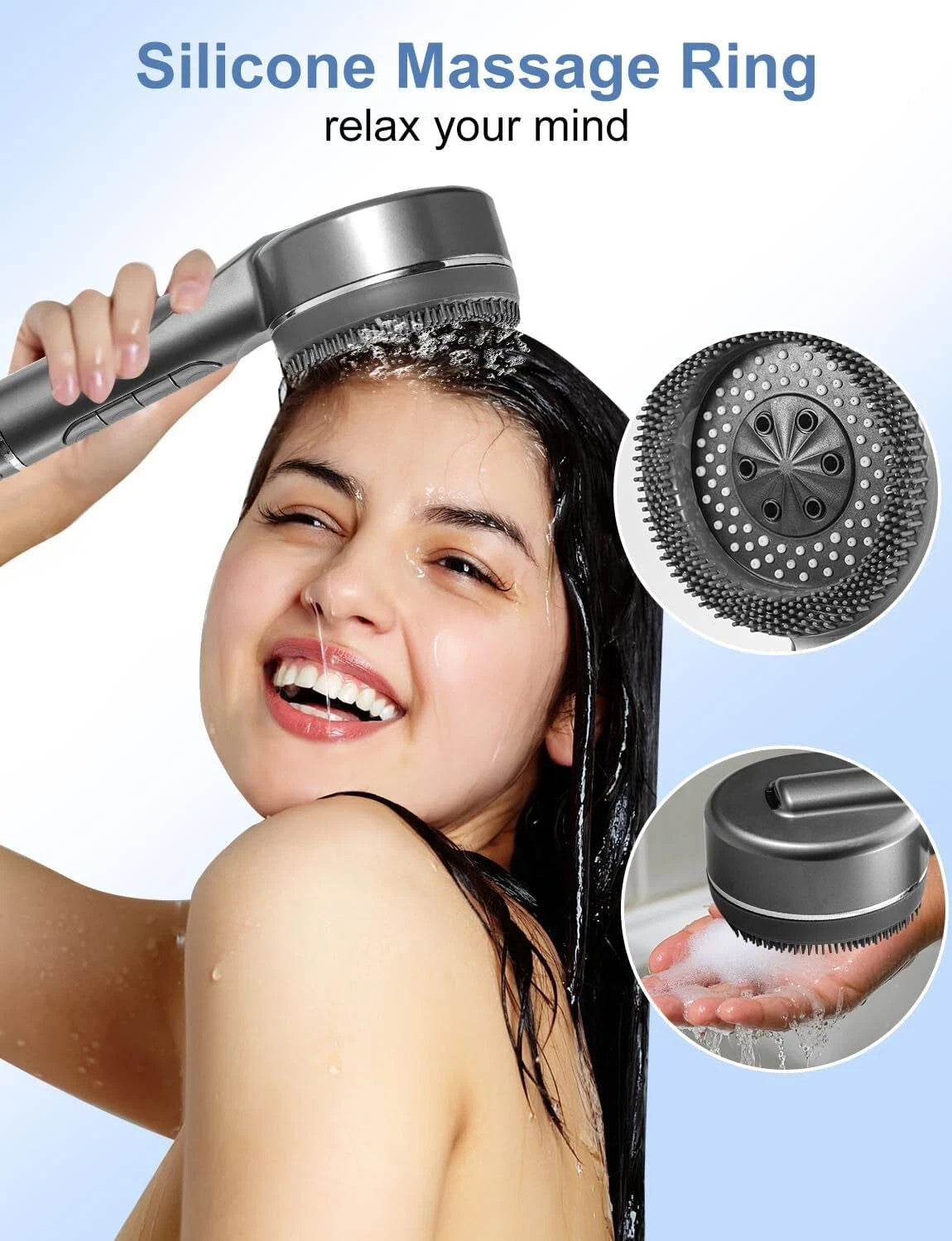 High Pressure Shower Head 4 Settings Handheld Shower Heads Spray With 5 FT Hose