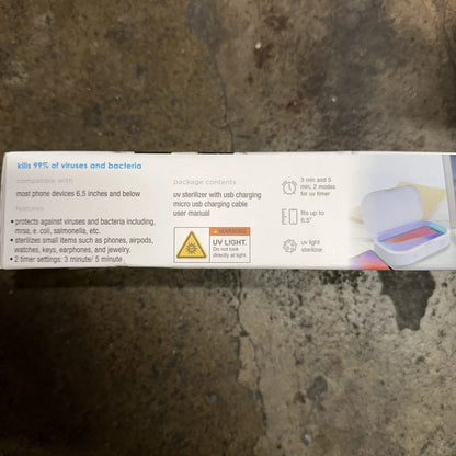 NEW Vivitar PureMobile UV Sterilizer USB Charging Sanitizer VPUR1014-WHT-ORG-STK