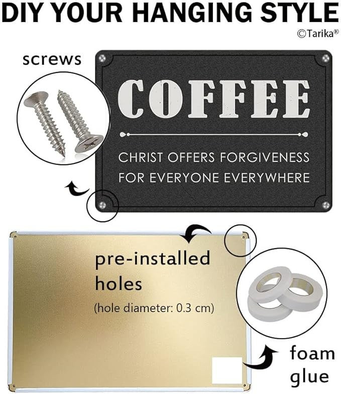 Coffee Christ Offers Forgiveness for Everyone Everywhere Funny Quote Poster Tin