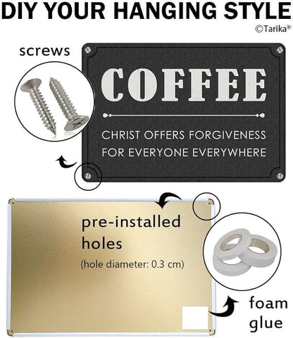 Coffee Christ Offers Forgiveness for Everyone Everywhere Funny Quote Poster Tin