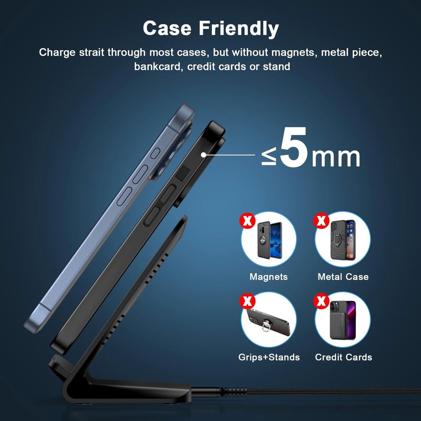 15W Wireless Fast Charger Stand Cordless Universal