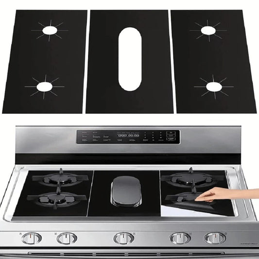 3pcs Reusable Non-Stick Stove Burner Covers for Gas Range - Heat Resistant & Was