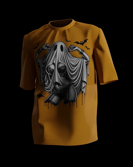 Bella + Canvas Burnt Orange Jersey Tee (3001) of Naughty Ghost for Halloween