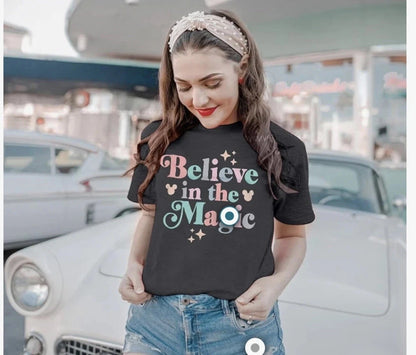 Small Women’s Disney Shirt Gray Believe In Magic