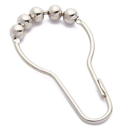 12 Pcs Set Stainless Steel Bathroom Shower Curtain Rings Hooks with Roller Ball