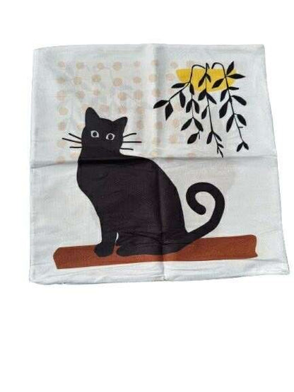 Throw Pillow Cover Shell Black Cat  18x18